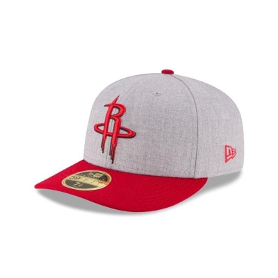 Grey Houston Rockets Hat - New Era NBA Heather Low Profile 59FIFTY Fitted Caps USA5190468